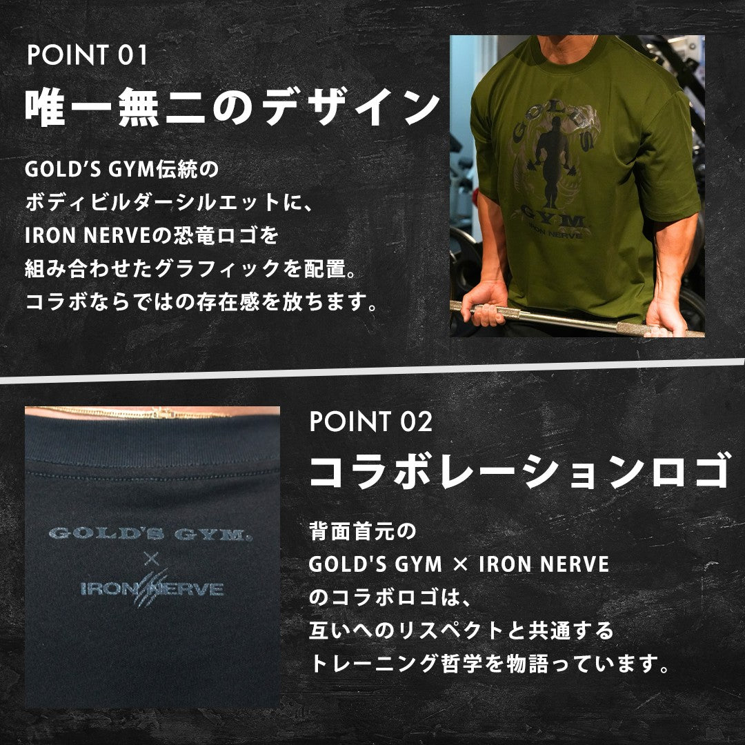 GOLD'S GYM × IRON NERVE ゴールドジム　tシャツ　サイズL GOLD'S GYM × IRON NERVE COLLABORATION T-SHIRTS JURASSIC